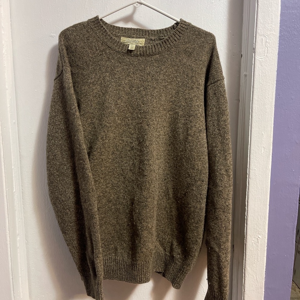 Cabelas Multi Brown Colored Pullover Men’s Wool Sweater Size Large Tall